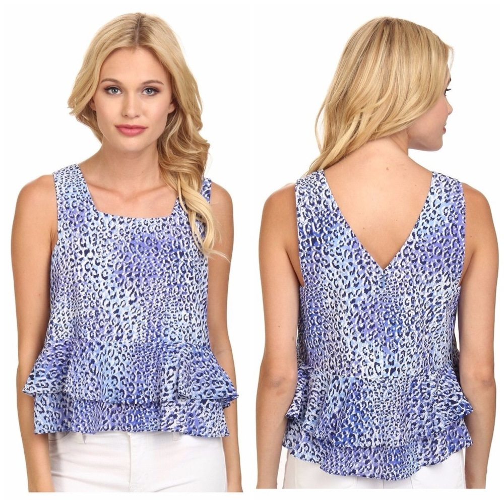 Rebecca Taylor Blue Peplum Tank Top